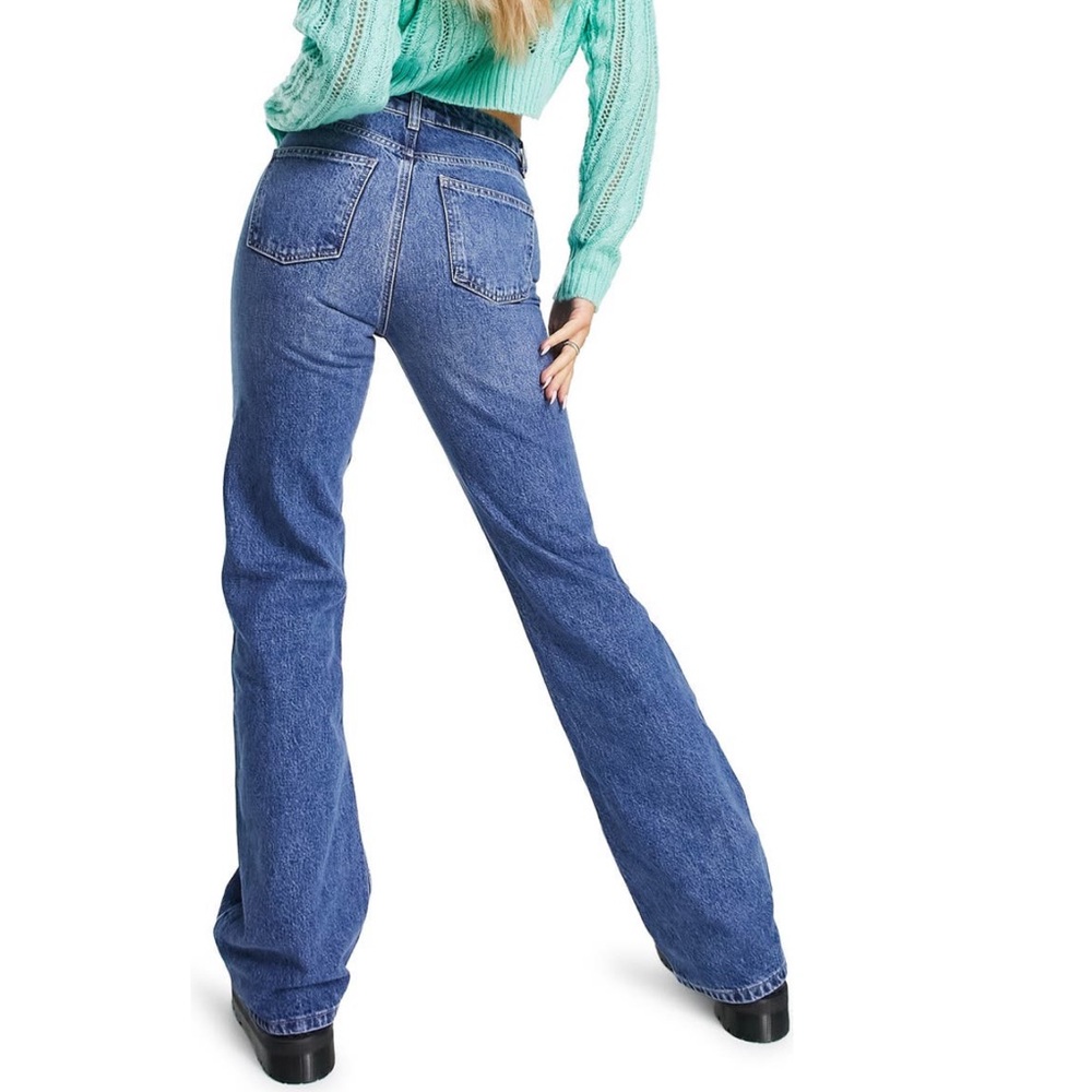 Topshop 90s flare jean in mid blue